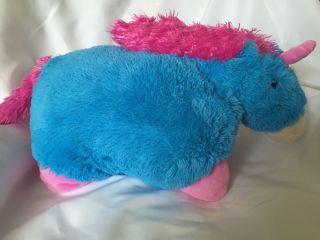 Pillow Pet Unicorn Neonz Blue And Pink Large 18 " Rare Hard To Find Euc