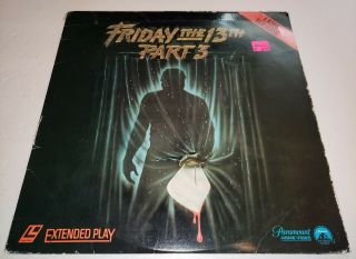 Friday The 13th Part 3 3 - D Laserdisc Vintage Rare Paramount 1982