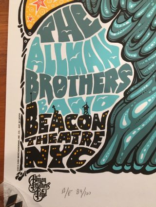 Allman Brothers Band NYC Beacon Theatre NYC Concert Poster Very Rare AE S/N 100 5