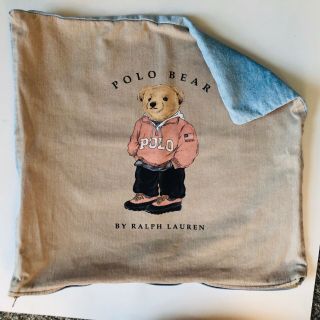 Rare 90’s Ralph Lauren Polo Bear Pillow Case With Denim Back