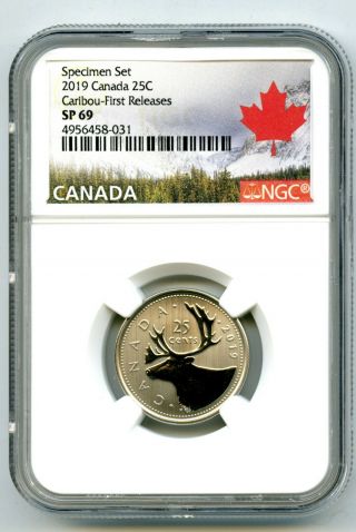 2019 Canada 25 Cent Ngc Sp69 First Releases Frosted Caribou Quarter Rare