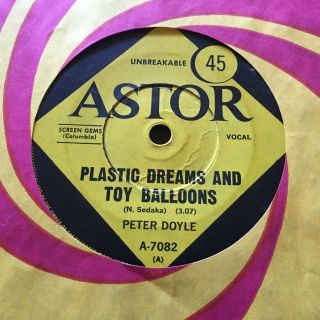Peter Doyle - - Plastic Dreams & Toy Balloons - Rare 1967 Australian 7 " Oz Rock