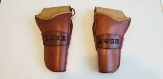 Rare John Wayne " Duke " Single Action Army Leather Pistol Holsters