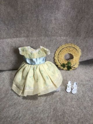 Vintage Tagged Vogue Jill Doll Yellow Floral Dress Rare Late 50’s