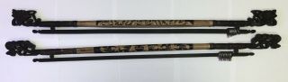 Two Rare Antique Ornate Wood Curtain Rod With Finials and 9 Rings (handcrafted) 5