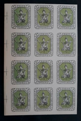 Rare C.  1880s Germany Block Of 12x2 Pfg Local Essen Private Postage Stamps