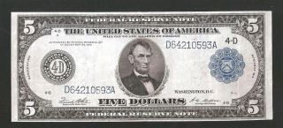 Sharp Rare Type B Cleveland 1914 $5 Federal Reserve Note