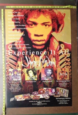 Jimi Hendrix Poster,  24x36 ",  Very Rare,  Mca Record Company Promo,  Box Set