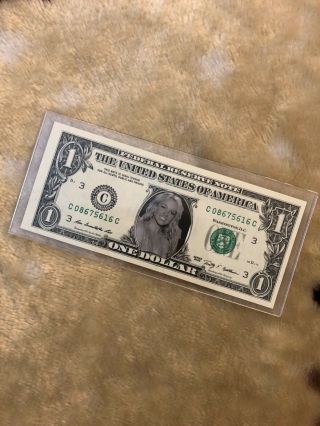 Britney Spears One Dollar Bill Rare Collector’s Item In A Laminate