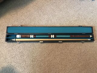 Vintage Rare 4 Piece Wooden Pool Cue Stick With Carry Case Bag Straight