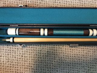 Vintage Rare 4 Piece Wooden Pool Cue Stick with Carry Case Bag straight 2