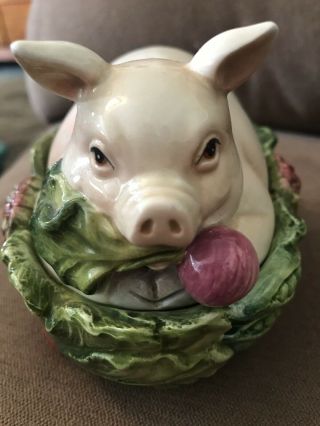Fitz and Floyd French Market Pig Lidded Box W/Cover - RARE - DISCONTINUED 3