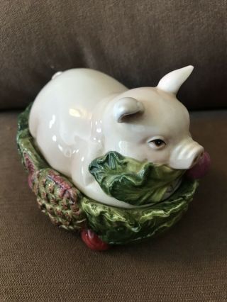 Fitz and Floyd French Market Pig Lidded Box W/Cover - RARE - DISCONTINUED 5