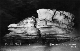 1953 Rare Rppc Pulpit Rock Marengo Cave Indiana Real Photo Postcard