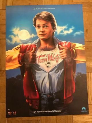 Rare “teen Wolf Vhs Release Movie Poster 23 X 32