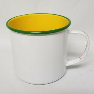 Rare Google Logo White Tin Coffee Cup Mug Yellow Green Metal Advertising 2