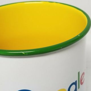 Rare Google Logo White Tin Coffee Cup Mug Yellow Green Metal Advertising 4