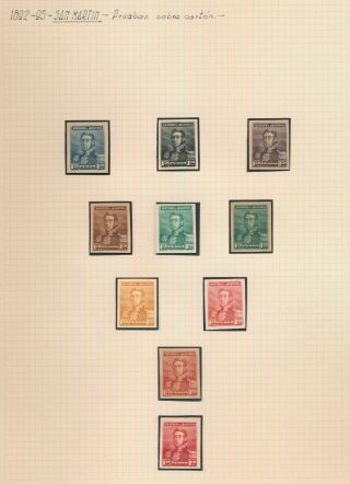 RARE ARGENTINA STAMPS 1895 119 1.  20p SAN MARTIN COLOUR TRIAL PROOFS THICK PAPER 2