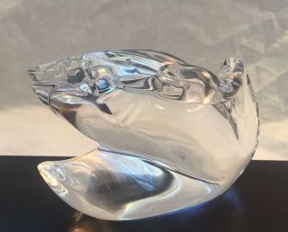 Rare Clear large Baccarat Crystal Swan with folded wings,  neck tucked in 2