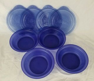 Blue Ziploc Tabletops 8 Piece Dishware Safe Spill Proof Bowls W/ Lids Rare Htf