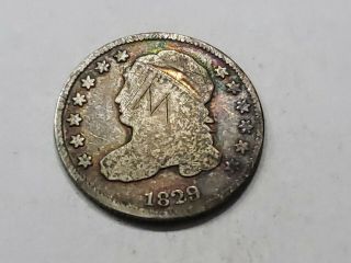 1829 Philadelphia Silver Capped Bust Dime Rainbow Toning Rare