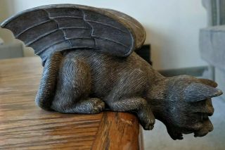 Medieval Winged Cat Gargoyle Perching Rare Hard To Find Collectable