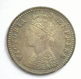 India 1897 Silver 2 Annas Gem Uncirculated,  Rare
