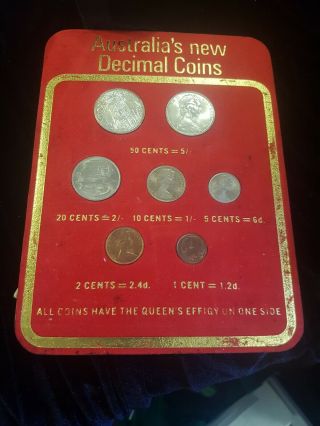 Rare Australian 1966 Decimal Coin Display Card