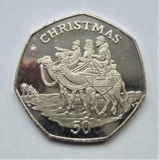 Rare 2001 Gibralter Unc 3 Wise Men On Camels Xmas 50p Coin