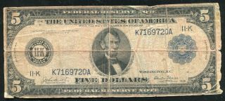 Fr.  885 1914 $5 " Burke/glass " Large Size Federal Reserve Note 61 Known Rare