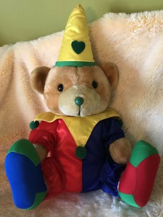 Play By Play Plush Vintage 1993 Rare Clown Bear 18” Yellow Green Red Blue Outfit