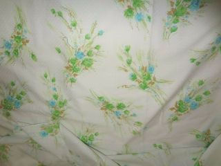 Vtg Rare Print Flocked Dotted Swiss Floral Fabric Cotton 2 Yards X 45 "