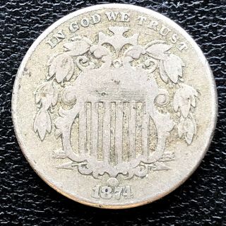 1874 Shield Nickel 5c Rare Better Grade 19909