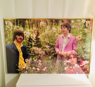 Vintage Huge 23x35 The Beatles Rare “flower Field “ Poster Uk Import