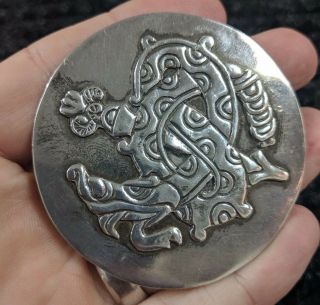 Rare 1930’s William Spratling Mexico Sterling Silver Quetzocoatl Pin - 40 Grams