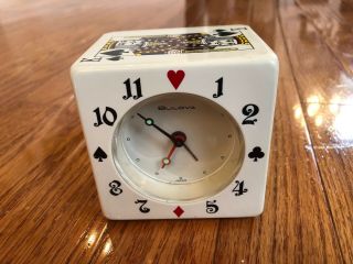 Vintage Bulova Playing Cards Wind Up Alarm Clock.  Very Rare,