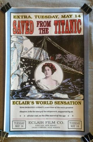Saved From The Titanic Repo Poster " Rare " Titanic - Dorthy Gibson