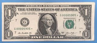 2013 G Series $1 One Dollar Bill Rare Fancy Low Serial 5 Kind Star Note Cool 2