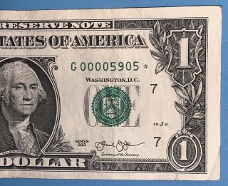 2013 G Series $1 One Dollar Bill Rare Fancy Low Serial 5 Kind Star Note Cool 3