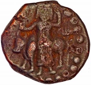India Ancient - Kushan Empire - Vasudeva I - Rare 1 Unit (200 - 225 Ce) Bull Ku56
