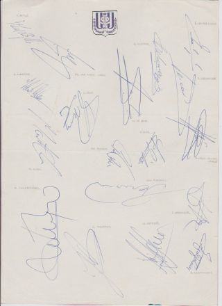 Anderlecht 1984 Uefa Cup Finalist Rare Orig Hand Signed A4 Sheet X 18 Signatures