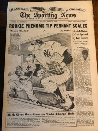 The Sporting News Rare 1961 Mickey Mantle