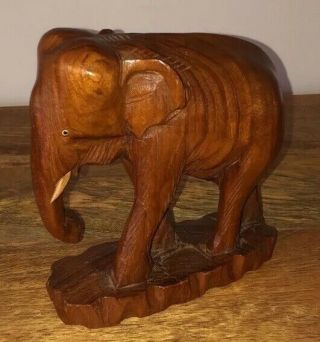 Vintage Antique Wooden Elephant 19th Century Carved Folk Shaker Art Very Rare
