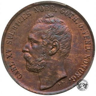 Sweden: 5 Ore 1867.  Carl Xv.  Pcgs 64 Red & Brown.  Rare