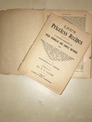 (1895) Lee ' s Priceless Recipes 3000 Home Farm Workshop RARE Antique Wrap book 6
