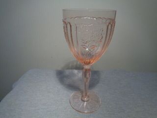 Rare Anchor Hocking Mayfair Open Rose Pink 7 1/4 " 9 Oz Thin Water Goblet