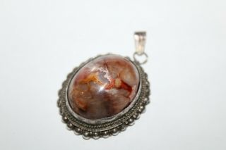 Rare Imperial Russian Silver 84 Pendant With Big Stone