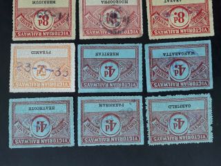 Rare c1930 ' s Victoria Australia 12X Railways parcels Stamps - Country Towns 2