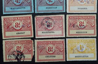 Rare c1930 ' s Victoria Australia 12X Railways parcels Stamps - Country Towns 3