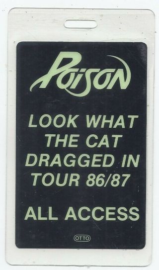 Poison Backstage Pass Laminate 1986 - 1987 Tour Rare